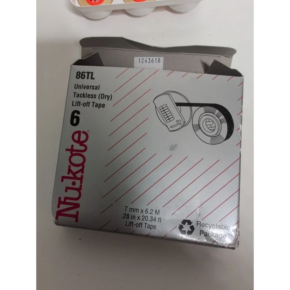 Nu kote 86tl Tackless (dry) lift off tape Nine replacement tapes for IBM